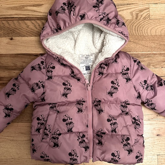 Disney Minnie Mouse Reversible Sherpa Puffer Jacket - Picture 2 of 5